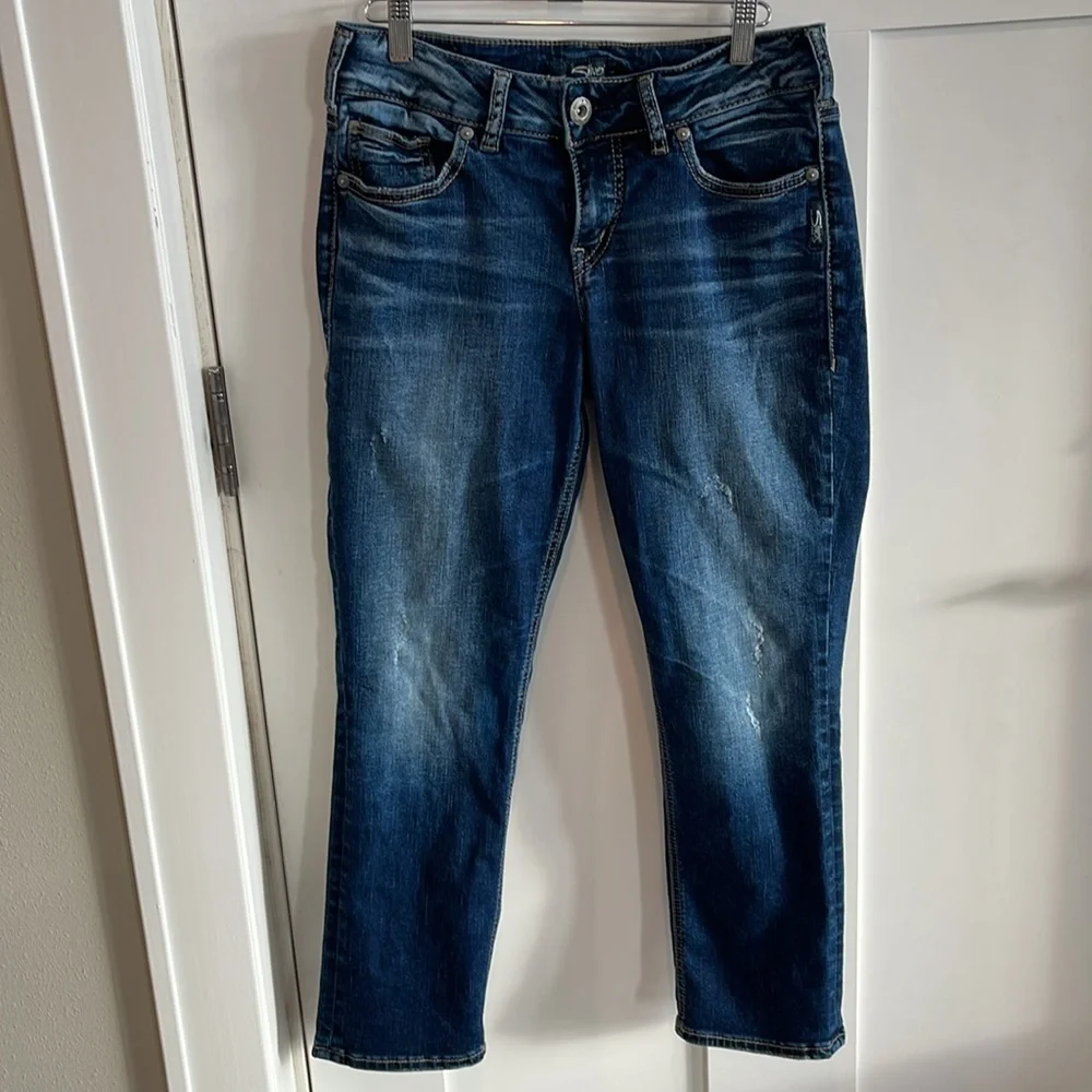 Silver Jean Co | Indigo Suki Capri | Dark Wash | W29/L22.5 - Picture 2 of 9